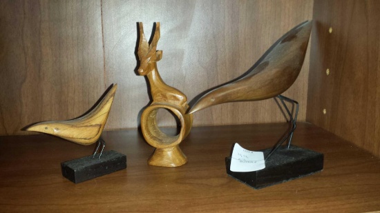 Lot of 3 Interesting wooden Animal Figures (2) Offshore Workshop (1) made in Kenya