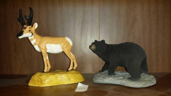 Lot of 2 beautiful Ceramic Animals (Antelope by Ligdrano & Bear by Teissedre)