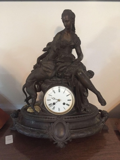 Antique Diana Figural time and strike mantle clock