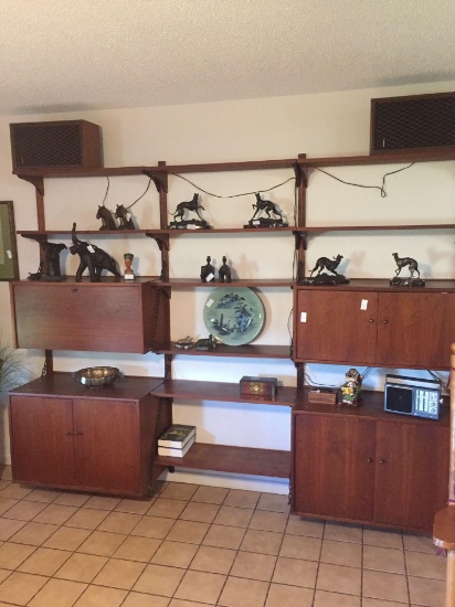 Unbelievably unique Mid Century style multitiered wall unit