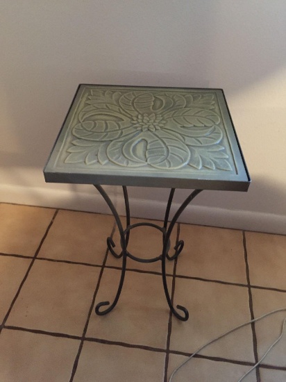 Pair of wrought Metal with ceramic tile top Tables