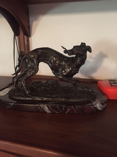 Signed P.J Mene Bronze hound sculpture