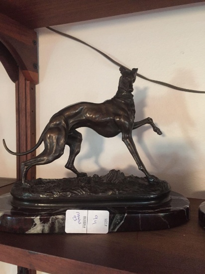 Rare Signed P.J Mene Bronze hound sculpture