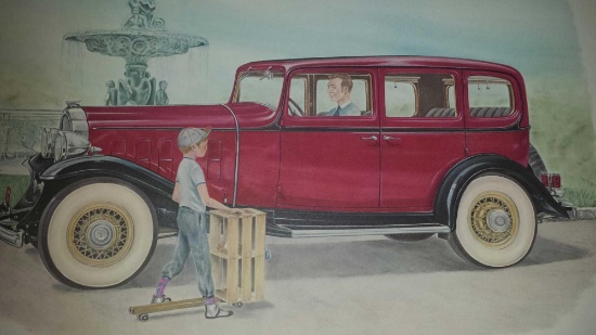Vibrant "Wanta Race?" Signed C. Don Ensor Original Print - Touring Car with Crate Skate and Kid.
