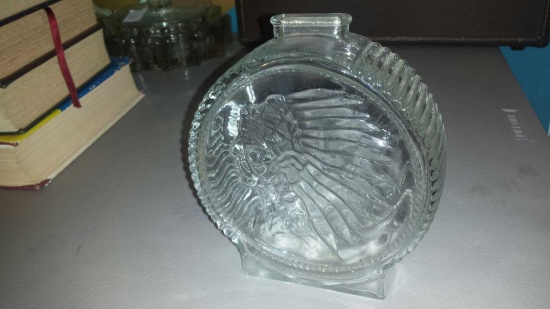 Anchor Hocking 1960s Clear Glass Indian Head Nickle Bank