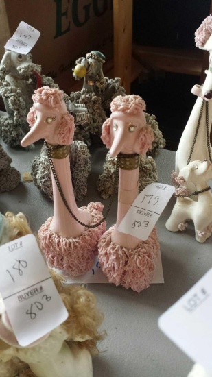 2 Matching 1952 Pink Vintage Spaghetti Poodles Leashed together
