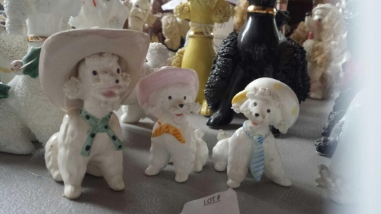 3 Darling Ceramic Poodles with Hats