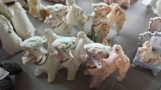 5 Larger Vintage Arnart Spaghetti Poodles and 1 Small Leashed.
