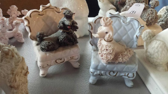 2 Vintage Spaghetti Poodle in Chair Figurines