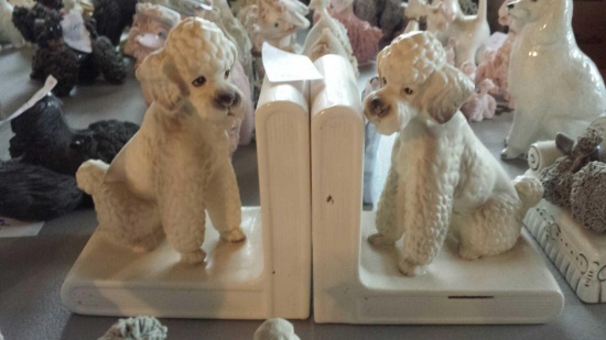 Pair of Nice Porcelain Poodle Bookends