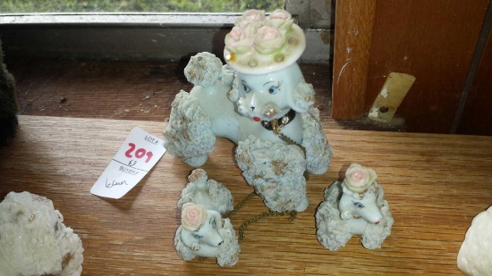 Lot of 3 Lefton Vintage Porcelain Poodles (1) Larger (2) Smaller