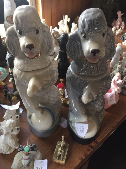 Two vintage Jim Beam Poodle Decanters.