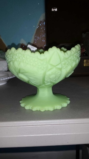 Vintage Fenton Custard Lime Green Compote