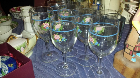 Set of 6 Darling Floral wine glasses
