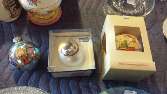 Lots of 3 Christmas ornaments - Charlie Brown, New York Giants, Hallmark