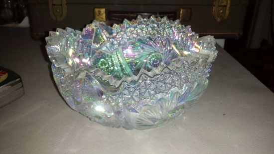 Beautiful iridescent Imperial glass dish