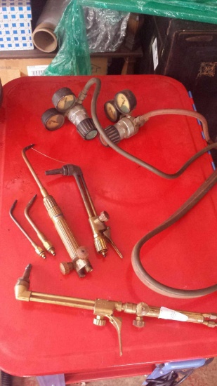 Lot of Purox Welding Torches, Hoses, Gauges