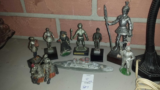Lot of Amazing Figurines, some marked "Madrid Real Armeria" Statue