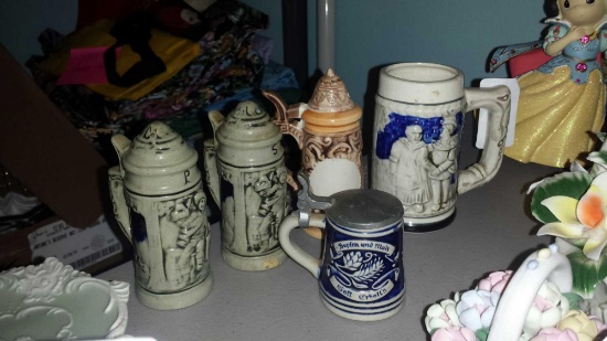 Lot of 5 Miniature Steins (3 salt and pepper shakers)