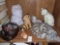 (9) Figurines, Cats, Dog, Candle, Clock and More