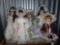 (5) Porcelian Dolls with Stands Plus Teddy