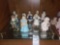 (9) Handcrafted Collectable Porcelain Doll Co. Ornaments, Ceramic with Mirror Display Tray