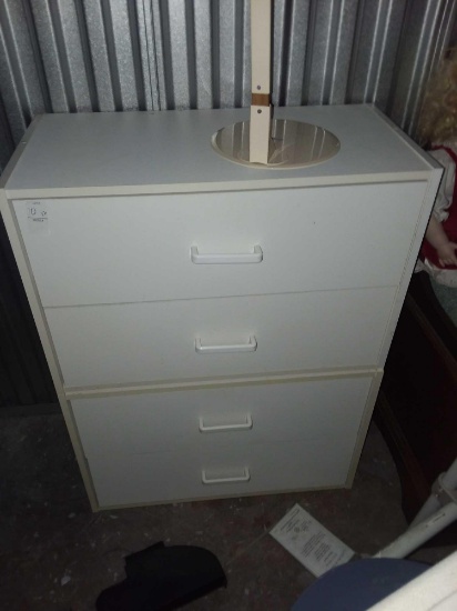Very Simplistic, (2) White Wood Units with Dual Drawers