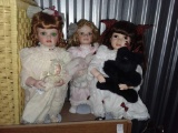 (3) The Hamaltion Collection Virginia Turner Porcelain Dolls with Stands 