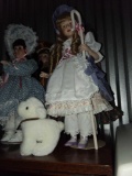 Frank Heirloom Dolls 1987 Porcelain Doll Mary Had A Little Lamb with Stand & Lamb