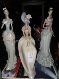 (3) Hand Painted Victorian Lady Sculptures