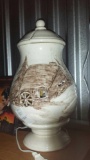 Beautiful Ceramic Urn Lamp with Church and Backwoods Embelishments