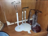 (7) Poreclain Doll Stands Some Metal, Some Wooden