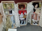 (3) Heroines From The Fairy Tale Forest of The Brothers Grimm Porcelain Dolls: 