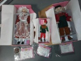 (3) Treasury Collection Paradise Galleries Porcelain Dolls: Elf, Mrs. Claus, & Santa Claus with COAs