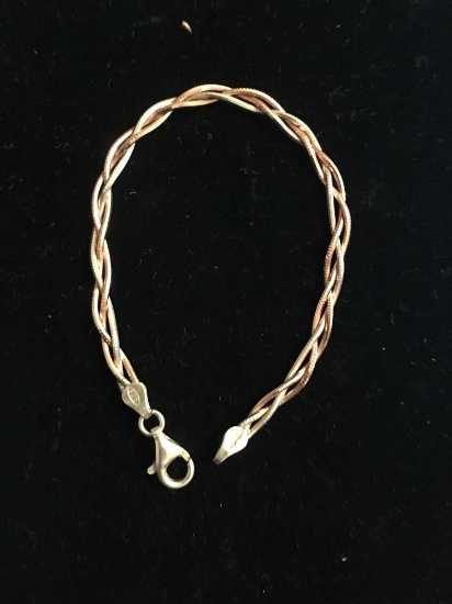 Signed sterling silver braided 6 inch bracelet