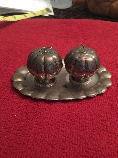 Unique Sterling silver shaker set with Sterling under tray