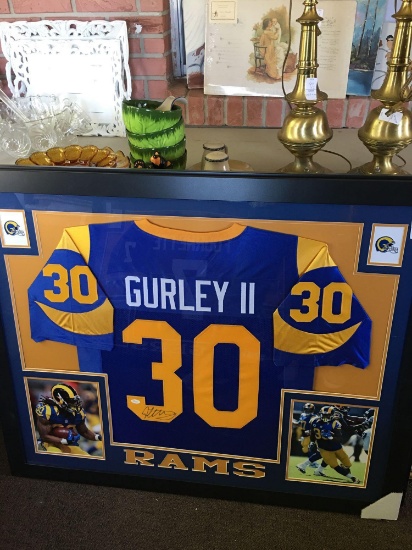 Wonderful authentic Signed Todd Gurley jersey framed and matted With photos