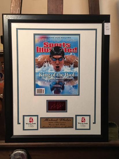 Awesome Michael Phelps autographed limited edition SI cover wall art.