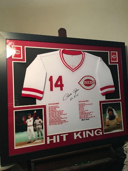 Must see Pete Rose Hit King autographed Reds jersey with color photos and JSA authentication