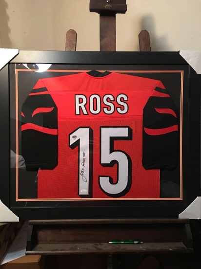 John Ross III Bengals football player autographed jersey framed and matted with JSA authentication