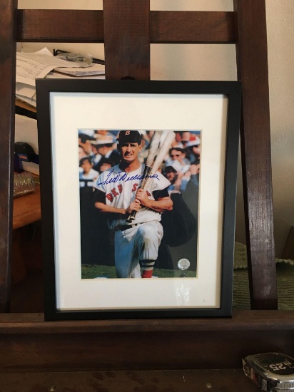 Ted Williams autographed color photo framed and matted with Authenticity