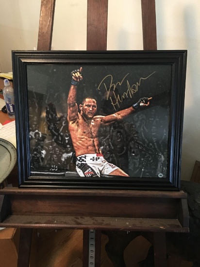 Dan Henderson UFC champion large autographed color photo in frame