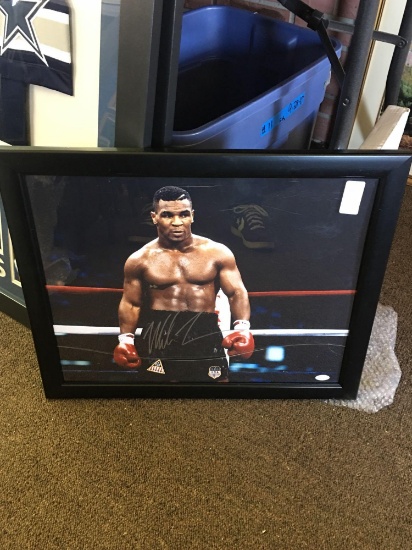 Mike Tyson autographed large photo in frame with JSA authentication