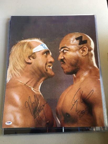 Large 16x20 photo/poster autographed by Hulk Hogan and Tiny Lister aka Zeus