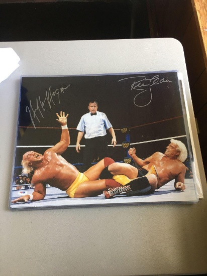 Rare double autographed photo/poster of Hulk Hogan AND Rick Flair with PSA authentication