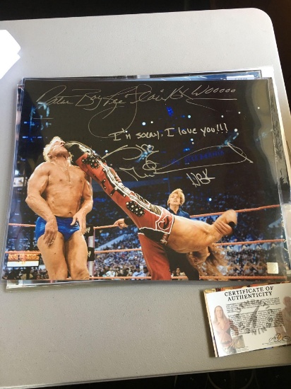 Rare rare! Double signed poster/photo of Ric Flair and Heart Break Kid Shawn Michaels with COA and