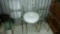 3 Golden Metal Pieces (2) Side Tables with Glass Tops (1) Sweet Chair with Ivory-Colored Cushion