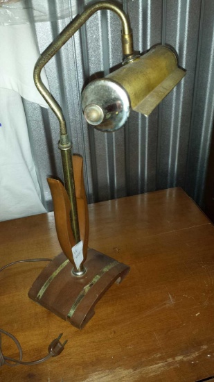 Unique brass and wood mid-century? Desk lamp