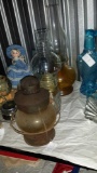 3 oil lamps vintage and antique