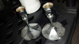 2 Pair of Candle holders: (2) Irvinware Chrome ware (2) Brass?